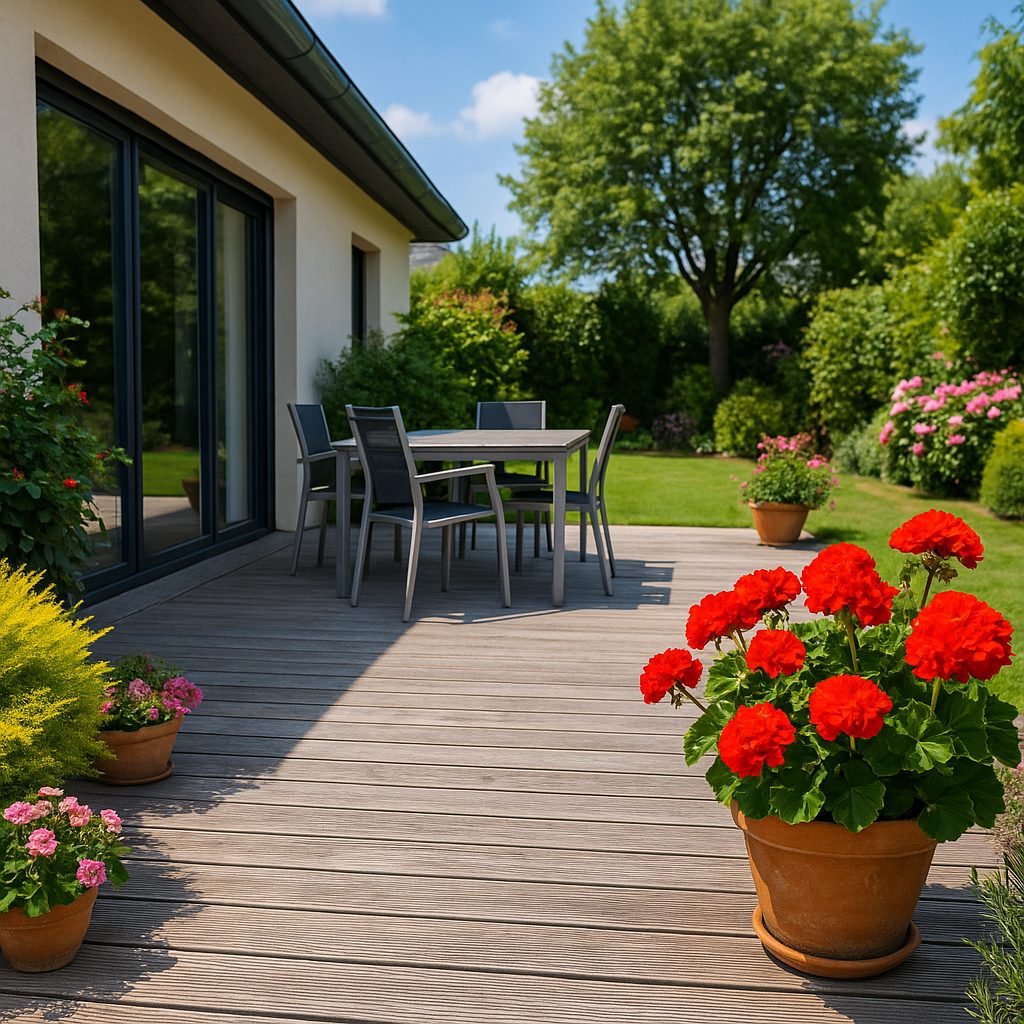 Terrasse propre après nettoyage professionnel ÔDOME en Sarthe