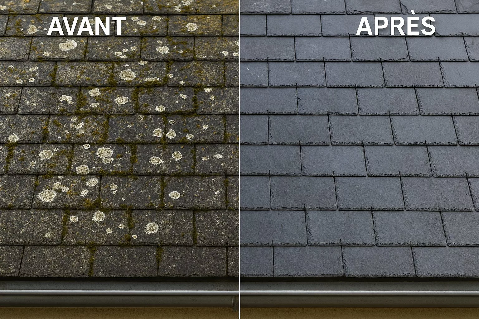 Toiture après démoussage à Arnage : surface propre et écoulement optimisé