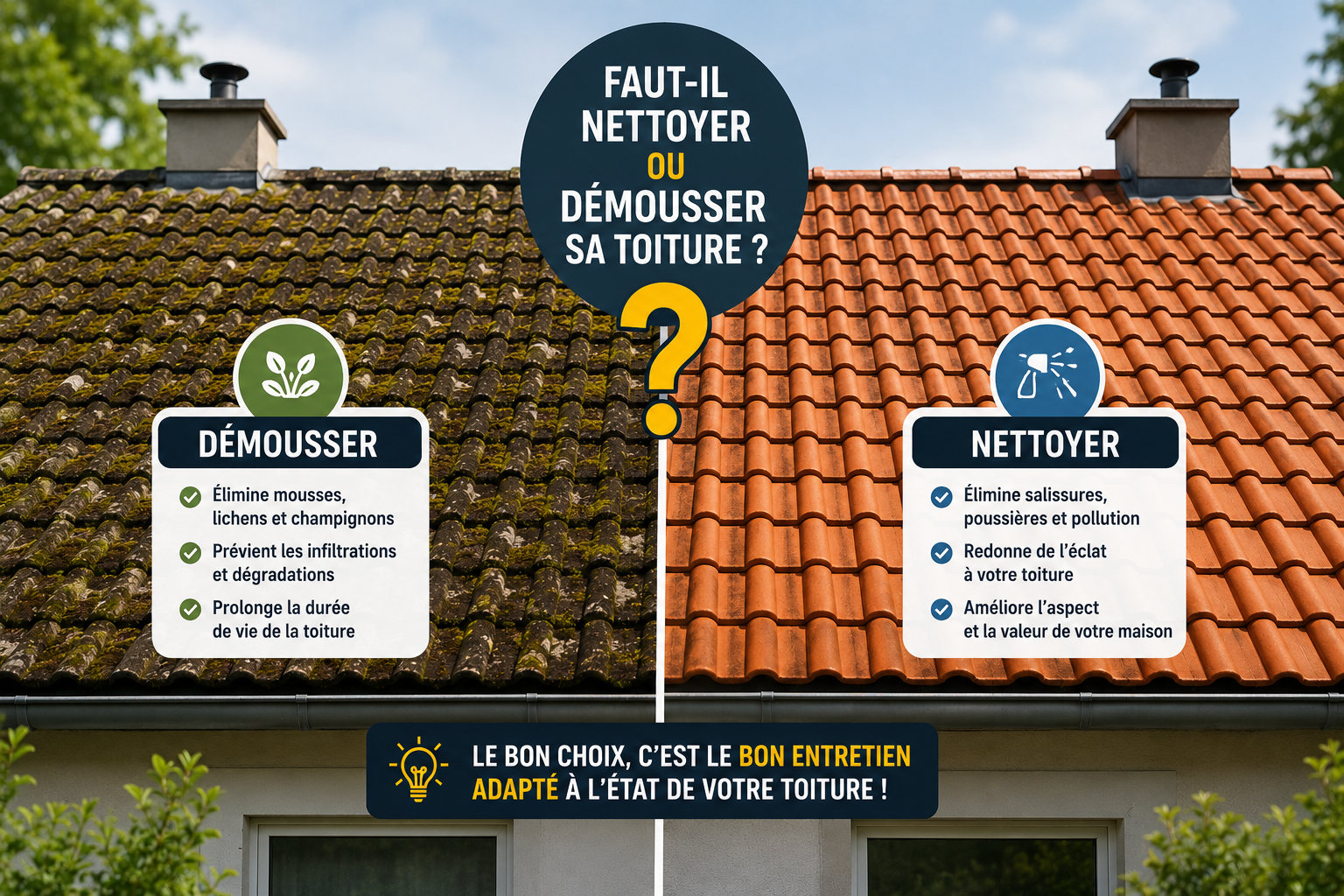 Démoussage ou hydrofuge toiture