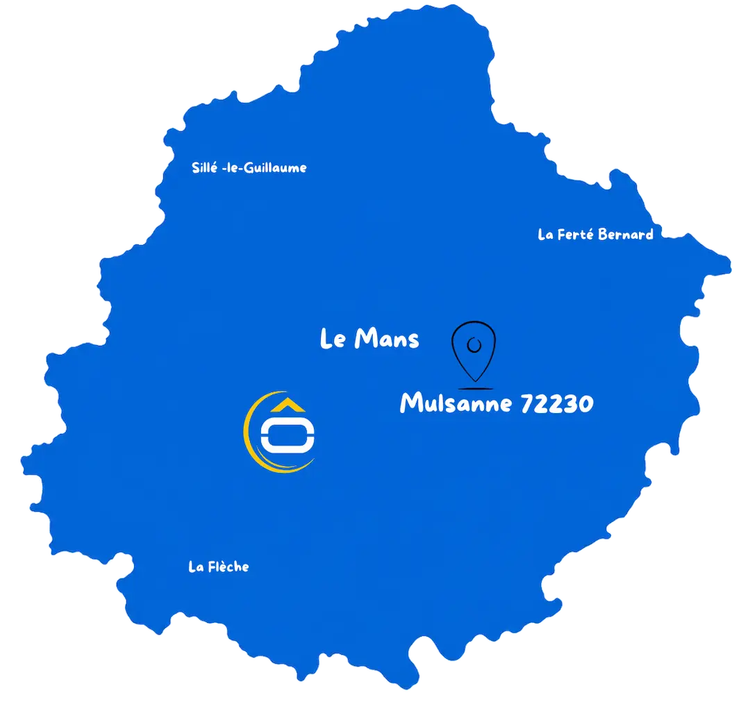 Localisation de Mulsanne en Sarthe